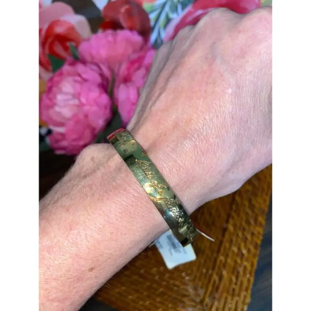 Kate Spade Bridesmaid Idiom Bangle Bracelet Gold Tone Engraved NWT Nordstrom - Picture 1 of 9
